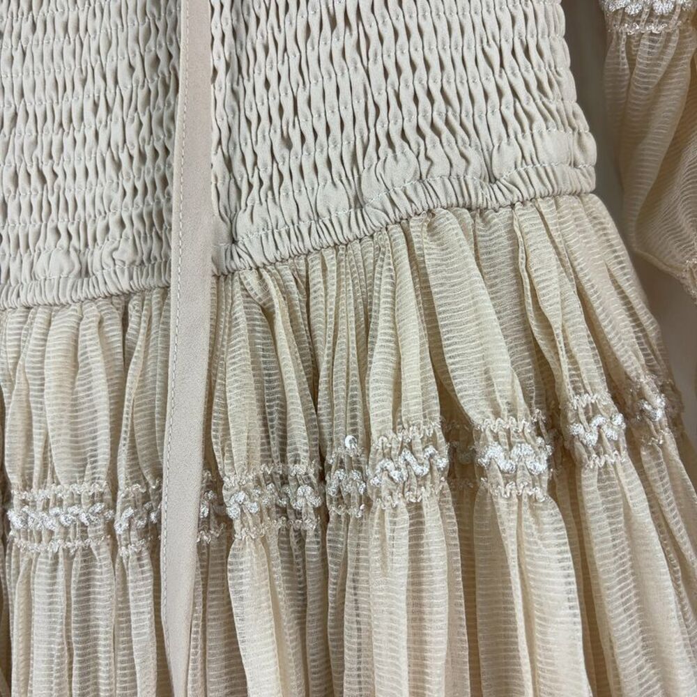 Indie Blue Chic Off-Shoulder Cream Maxi Dress - Picture 2 of 4